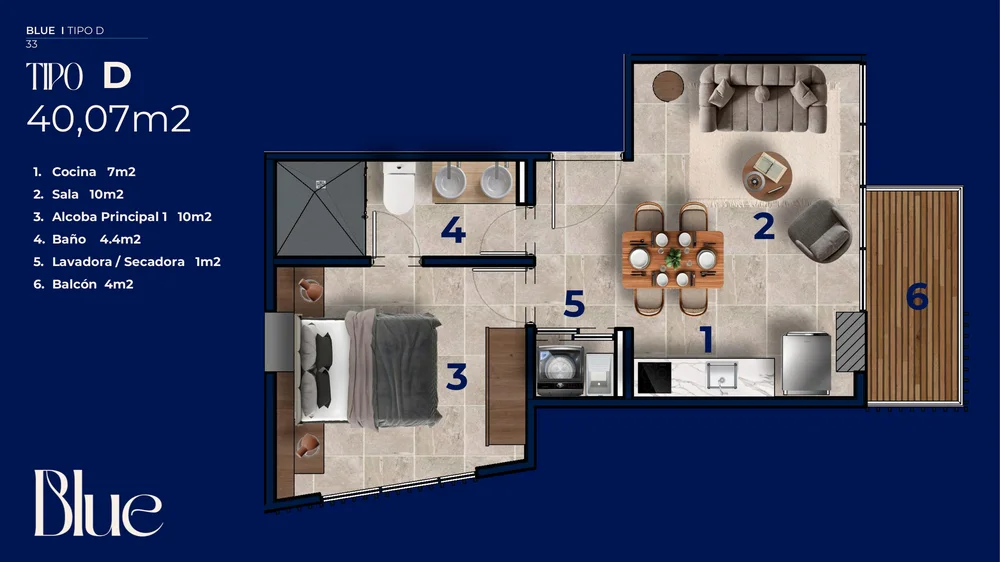 Planta Tipo D 40,07 m2